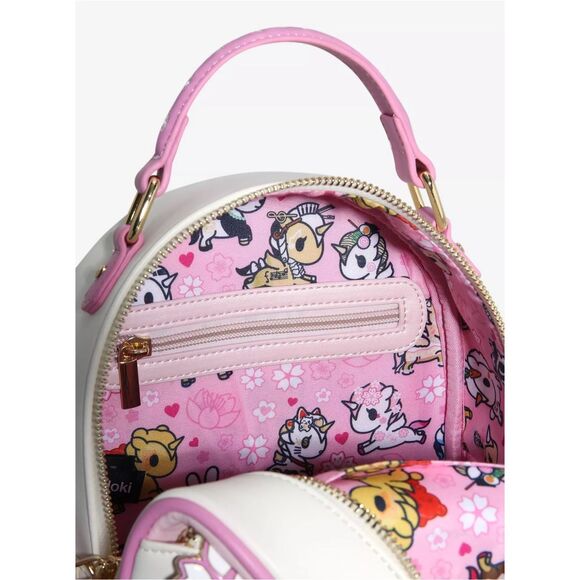 Tokidoki Unicorno Cherry Blossom Mini Backpack with Clear Pouch Keychain main image 4